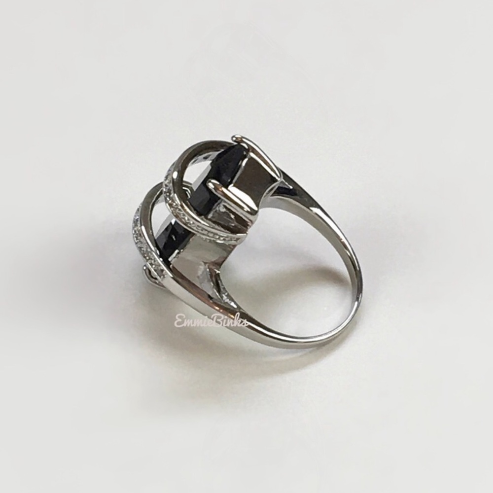 New 925 Radiant Emerald Cubic Zirconia Tension Swirl Statement Ring - Picture 6 of 16